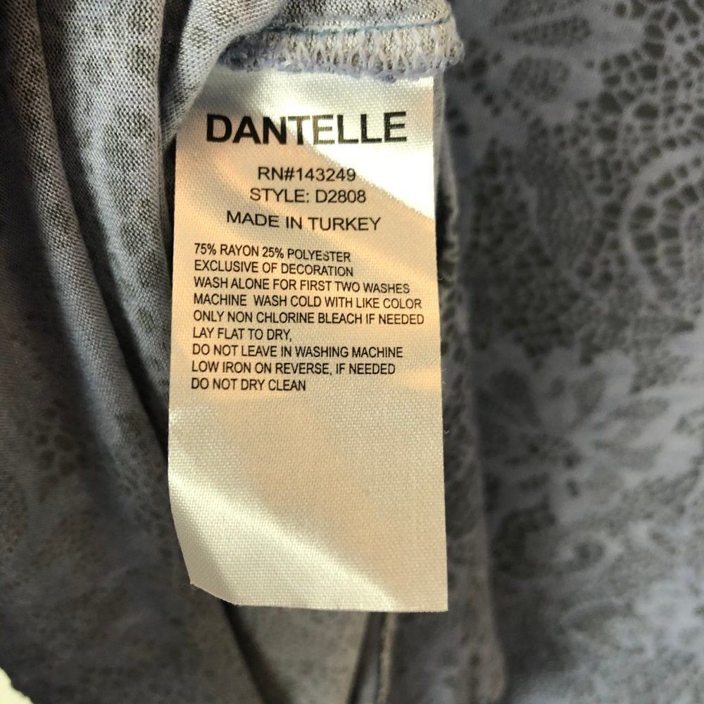 Dantelle Blue Distressed Floral Cap Sleeve Tee - Picture 5 of 5